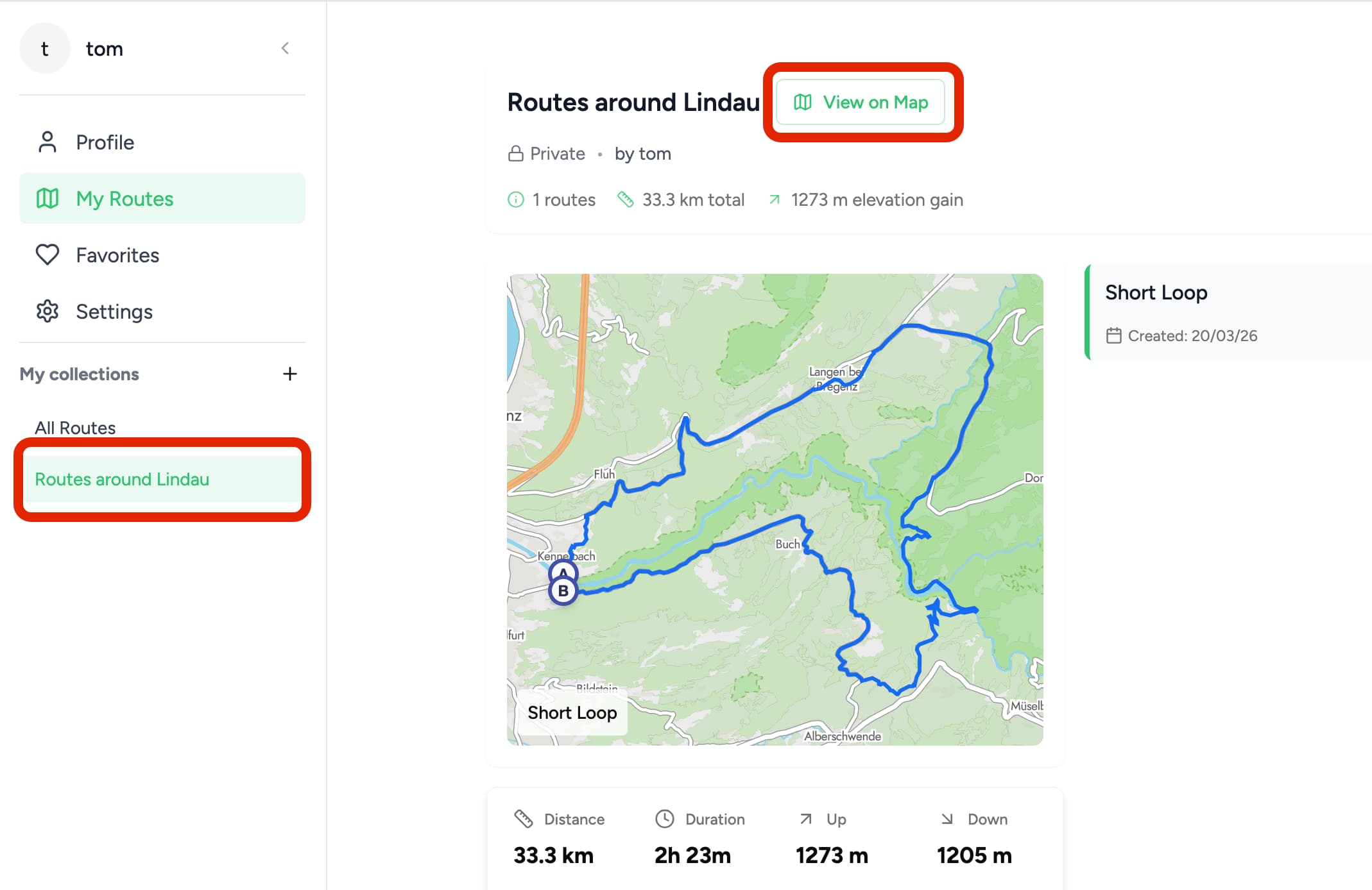 Browsing route collections